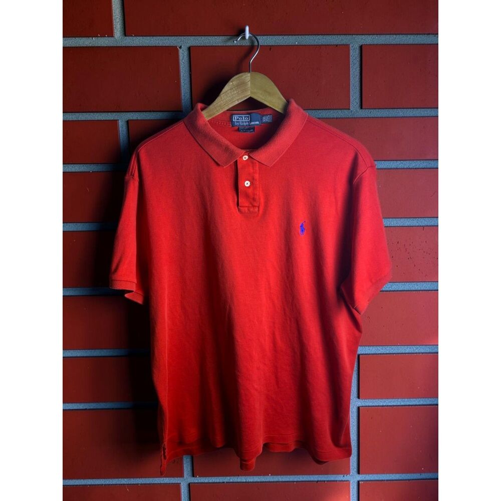 Polo Ralph Lauren Custom Fit Polo Shirt Men's XXL Red Blue Pony Short Sleeve